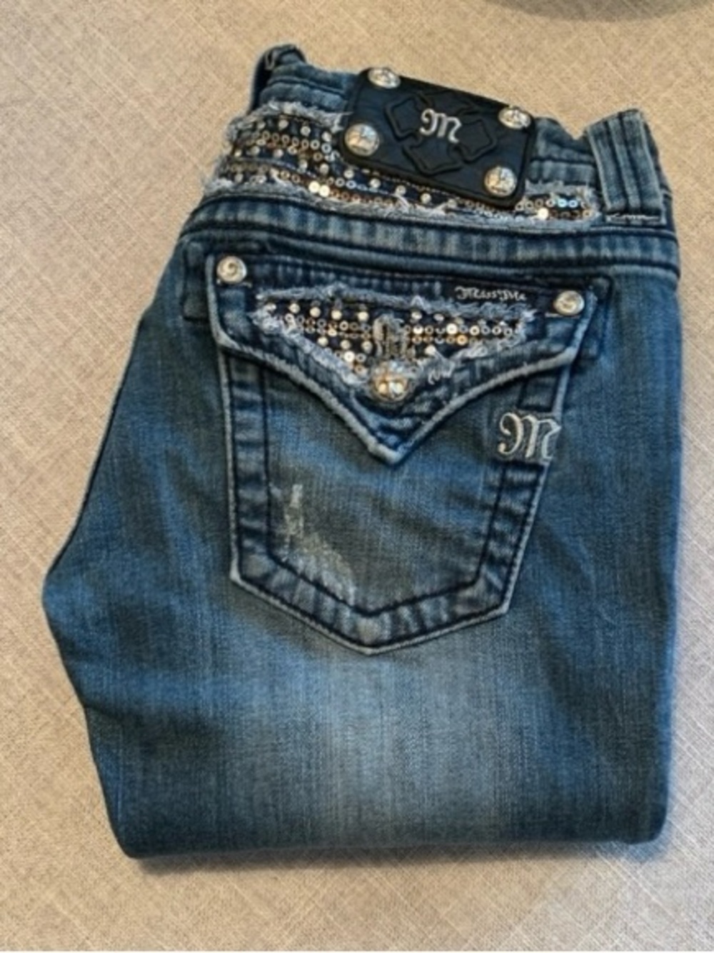 MISS ME Western Embellished Bootcut 5-Pocket Cowgirl Denim Jeans Size 28 GUC